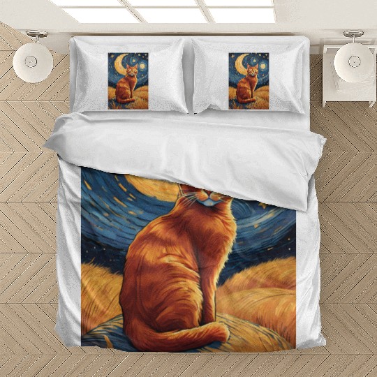 Cat painting red black cat Bedding Sets
