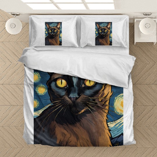Cat painting red black cat Bedding Sets