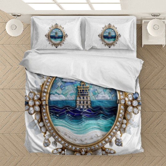 Lighthouse Mosaic Brooch Gemstone Embellishmes Bedding Sets