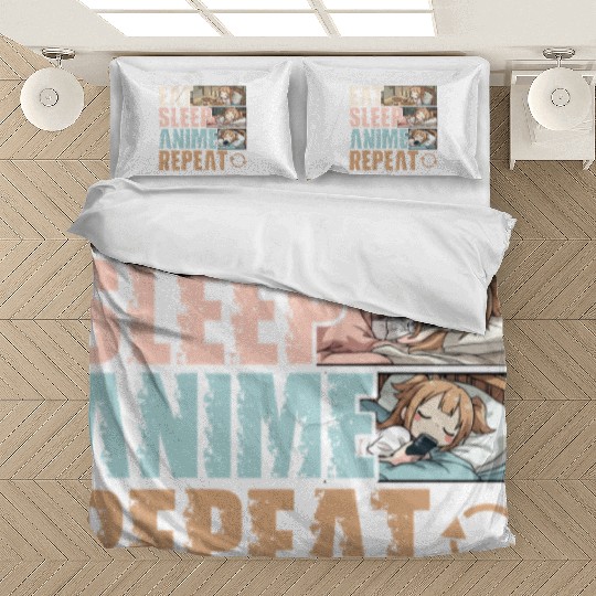 Eat Sleep Anime Repeat Funny Otaku Bedding Sets