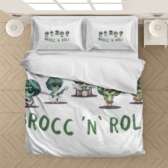 Rock And Roll Broccoli Fun Guitar Rock Band Humor Bedding Sets