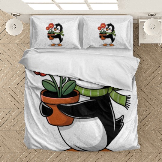 Cute Penguin Gardener Garden Joyful Design Bedding Sets