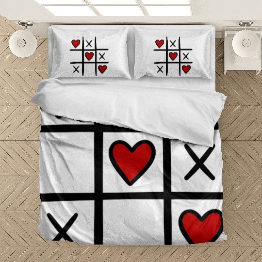 tic tac toe. valentines day gift.couple.light. Bedding Sets