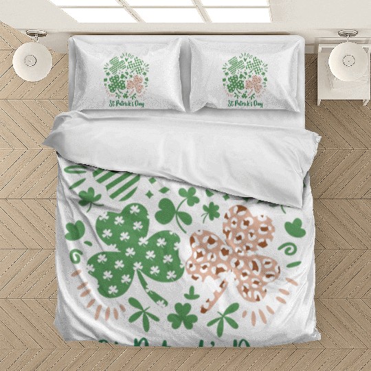 Plaid Leopard Print Shamrock St. Patrick's Day Bedding Sets