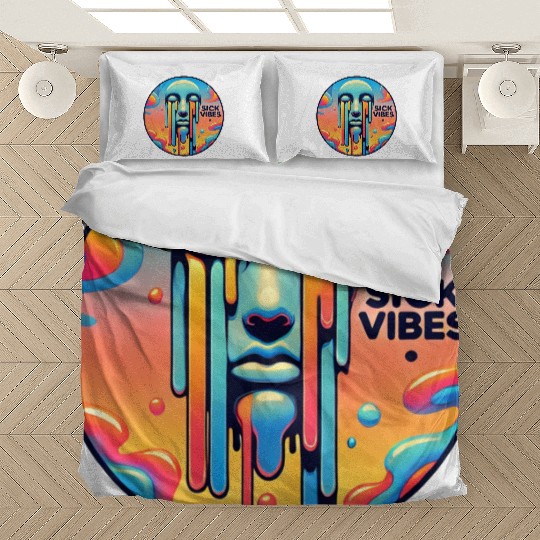 Psychedelic Melting Face with Vibrant Neon Bedding Sets