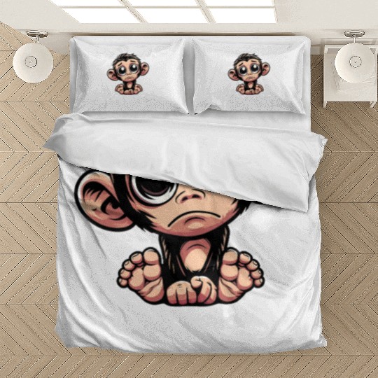 Sad monkey emotional loyal chimpanzee Bedding Sets