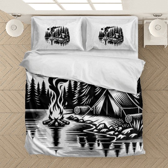Forest Camping By The Lake Nature Experience Bedding Sets