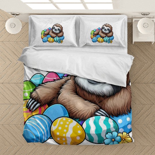 Cute Sloth Easter Egg Cartoon Chilling Bedding Sets