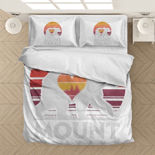 Retro Mount Denali Bear Sunset Art Bedding Sets