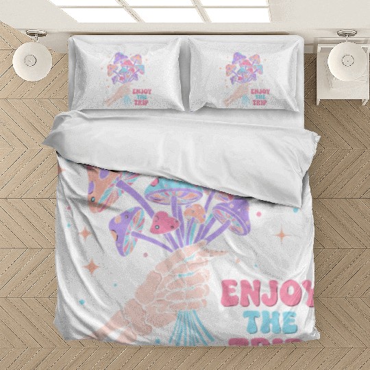 Psychedelic Mushrooms with Skeleton Hand Bedding Sets