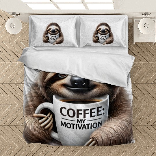 Sleepy Sloth Coffee Motivation Bedding Sets