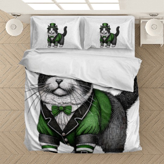 Lucky Cat in Green - St. Patrick’s Day Bedding Sets