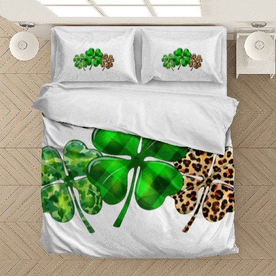 Plaid Shamrock Leopard Camouflage St Patricks Day Bedding Sets