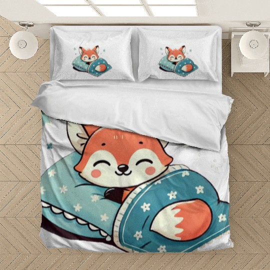 Fox Sleeping In Bed At Night Time Bedding Sets