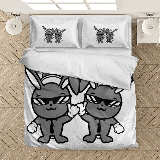 2 Rabbits Sunglasses Cappy Tie Cap Friends Team Bedding Sets