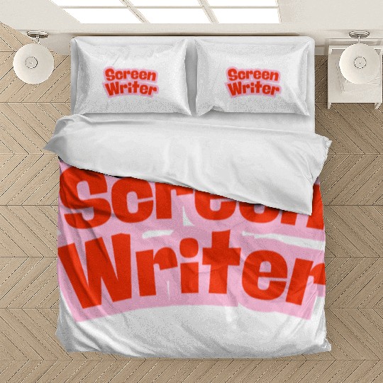 Screen Writer Red Text with Pink Border Bedding Sets