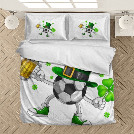 Soccer Drinking Beer St Patrick's Day Bedding Sets
