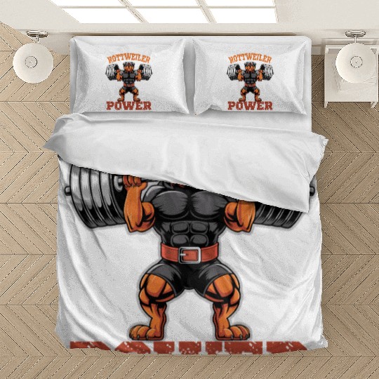 Rottweiler Power Weightlifting Dog Gym Strength Bedding Sets