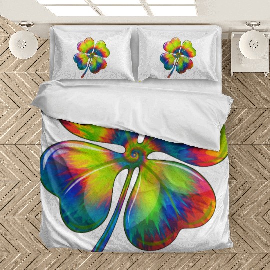Tie Dye Shamrock Lucky Four Leaf Clover St Patrick Bedding Sets
