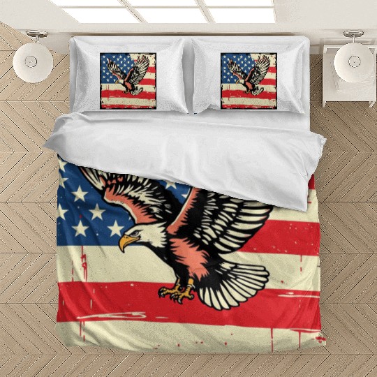 Patriotic Eagle Illustration Bedding Sets
