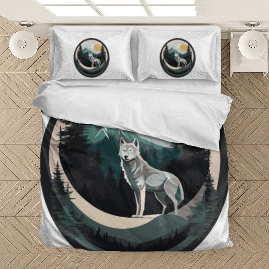 Lone Wolf Under Moonlit Sky Bedding Sets