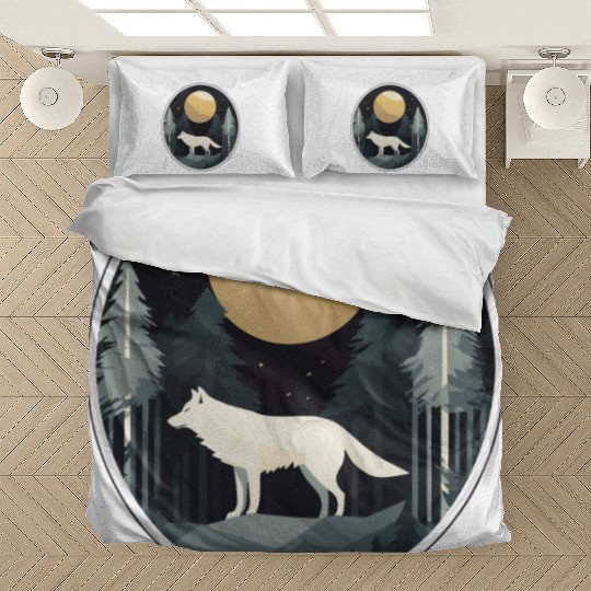 Lone Wolf Under Moonlit Sky Bedding Sets