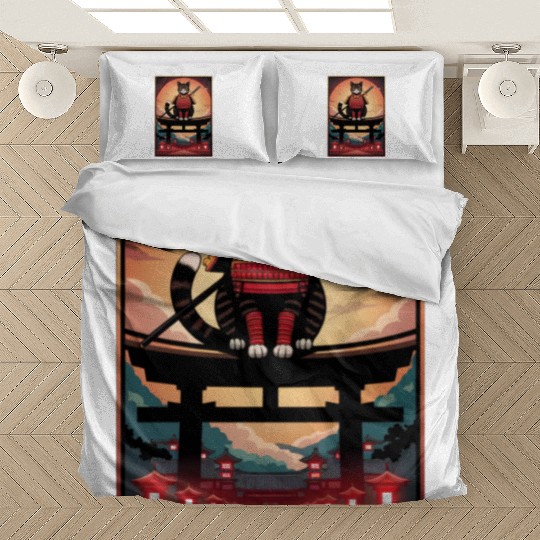 Japanese Cat Samurai Cat Bedding Sets
