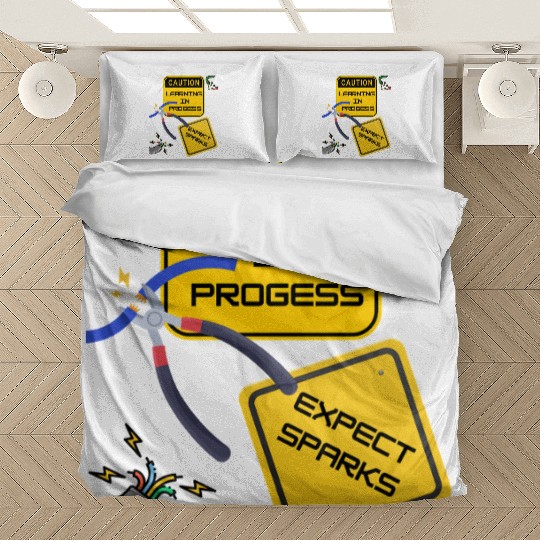 Caution: Learning in Progress – Expect Sparks Bedding Sets