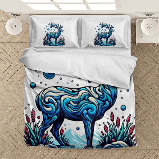 Majestic Blue Deer in Enchanted Forest Bedding Sets