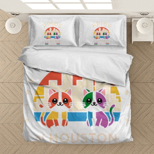 Pride of Houston City Texas USA Rainbow Flag Bedding Sets
