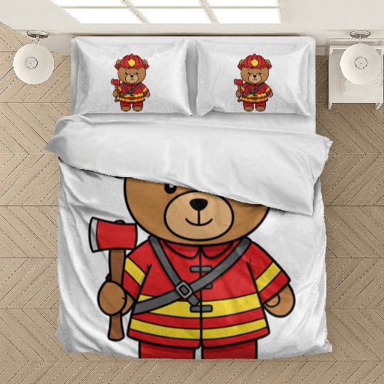 Teddy bear firefighter Bedding Sets