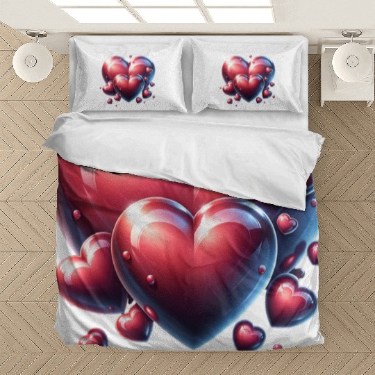 Wedding red love hearts clothing range Bedding Sets