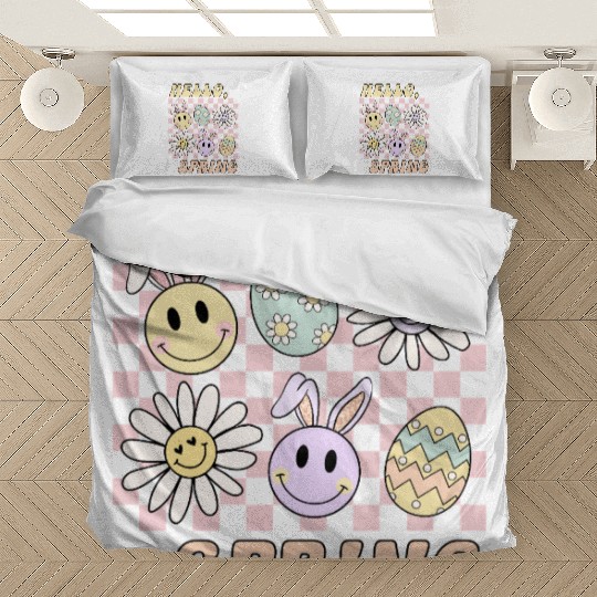 Hello Spring Cute Easter Bunny Design Bedding Sets