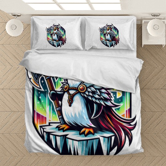 Viking Penguin Conquering Northern Lights Bedding Sets