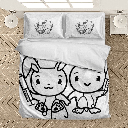Rabbit Bird Chick Doctor Syringe Team 2 Friends Bedding Sets