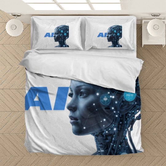 Futuristic AI Cybernetic Human Design Bedding Sets