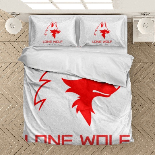 lone wolf red logo Bedding Sets