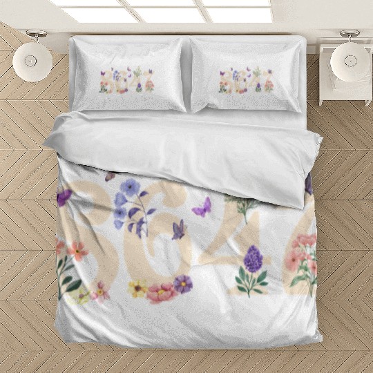 Floral Numerals with Butterflies Bedding Sets