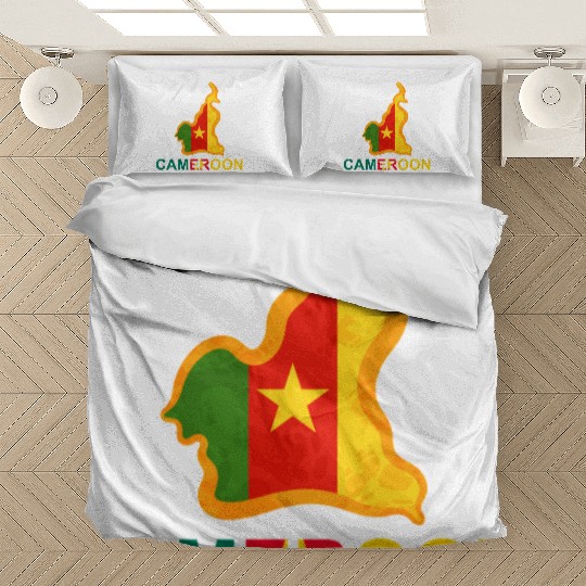 Cameroon Map with Flag Colors, proud Cameroonian Bedding Sets