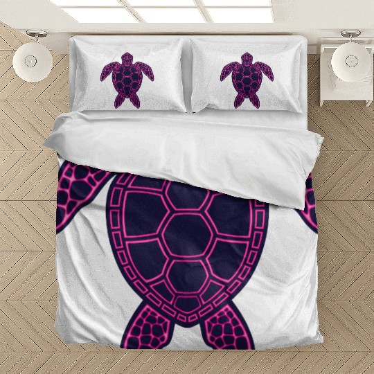Hot Pink Neon Lava Sea Turtle Design Bedding Sets