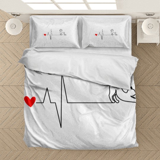 Heartbeat cat yoga Bedding Sets