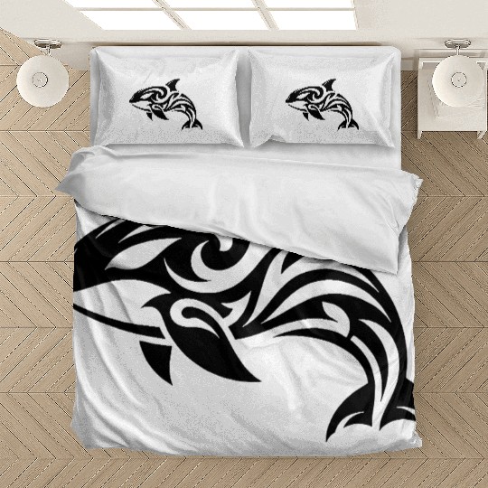 Sleek Elegant Orca T Tattoo Style Bedding Sets