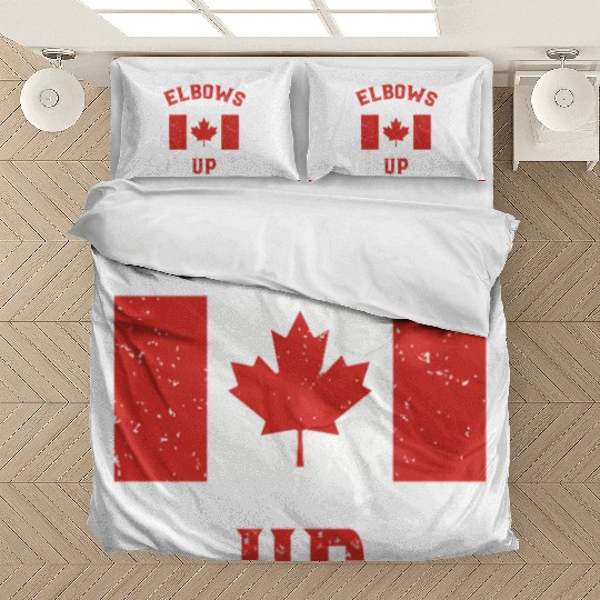 Elbows Up Canada Vintage Anti Trump Tarriff Slogan Bedding Sets