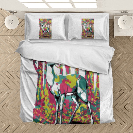 Trippy camouflage deer in the forest Bedding Sets