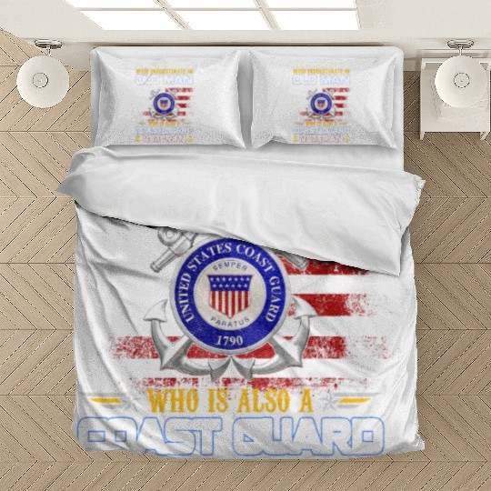 Never Underestimate Old Man US Coast Guard Veteran Bedding Sets