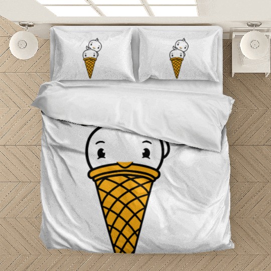 Two Birds Ice Cream Waffle Scoops Greeting Waving Bedding Sets