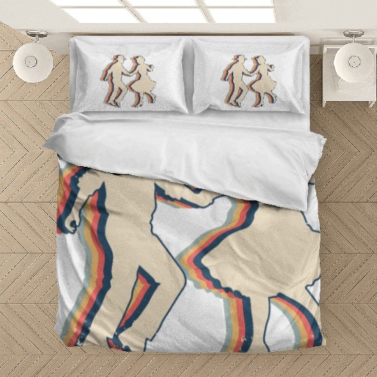 Square Dance Dancing Retro Line Art Bedding Sets