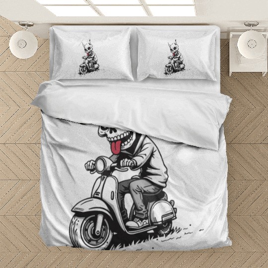 Born to Be Wild - Skull Devil on Scooter Bedding Sets
