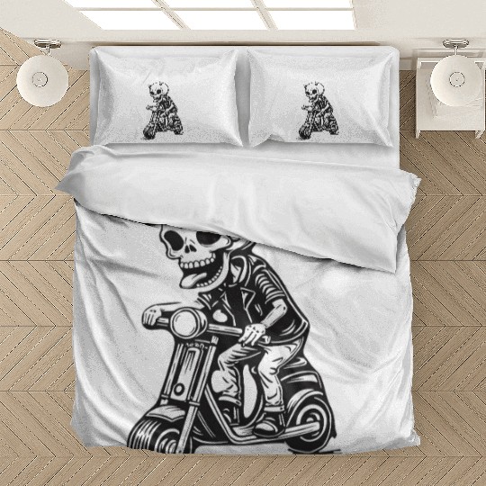 Born to Be Wild - Skull Devil on Scooter Bedding Sets