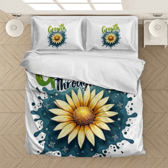 Motivational Sunflower Artwork with Inspirational Bedding Sets